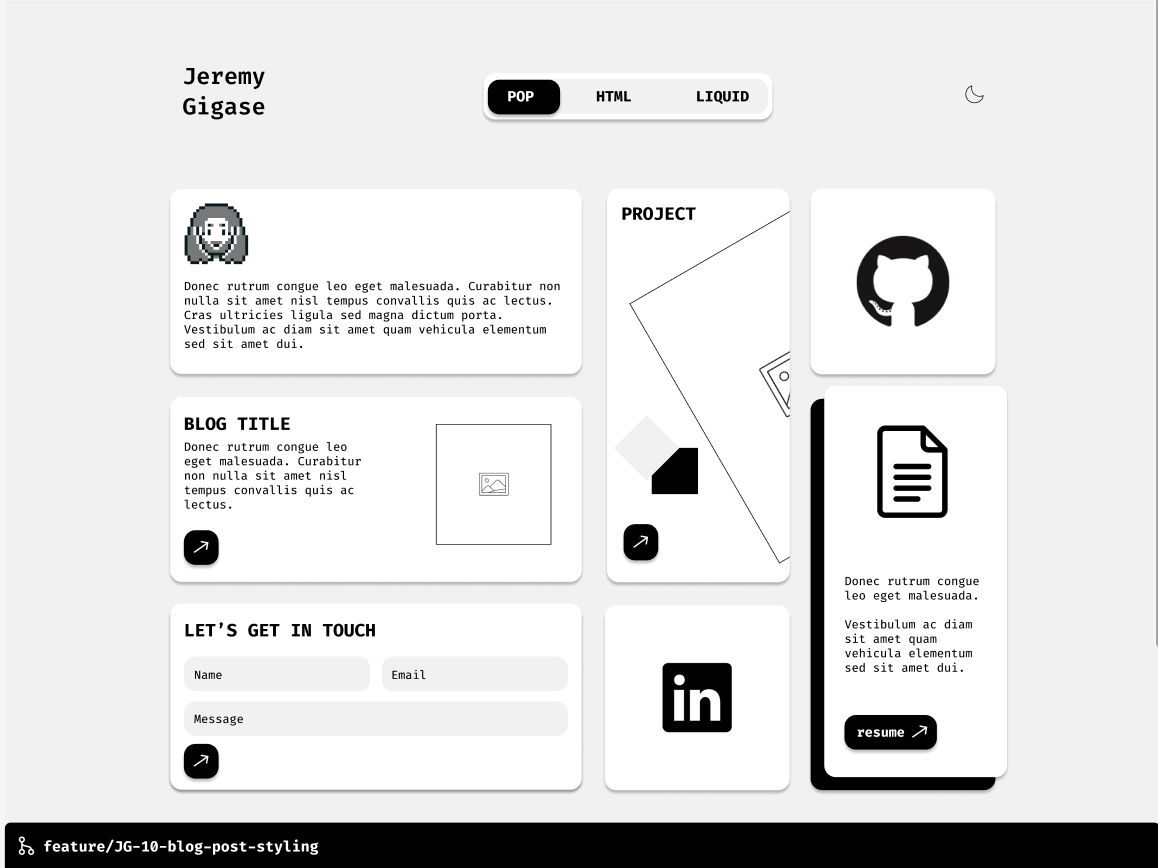Early design concept for the new website